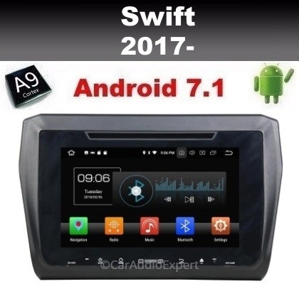 Suzuki Swift 2017-heden radio navigatie 9 inch wifi android 7.1 dab+