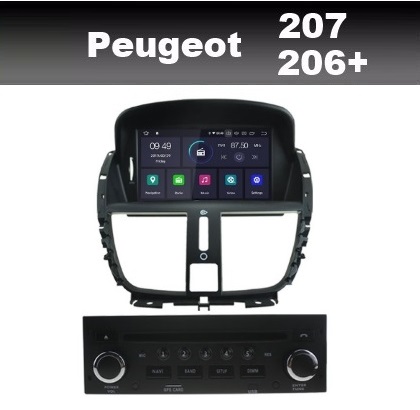 Peugeot 207 206+ radio navigatie carkit android 10 wifi octacore dab+ 64gb