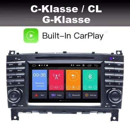 Mercedes C G Klasse W203 CLC radio navigatie android 11 wifi dab+ carplay