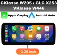 Mercedes CKlasse W205 GLC VKlasse navigatie 10,25inch android 14 dab+ apple carplay/ androidauto