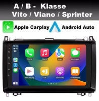 Mercedes  A B Klasse Sprinter Vito navigatie android 14 wifi dab+ apple carplay 9inch