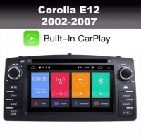 Toyota Corolla E12 radio navigatie android 10 wifi carkit dab+ carplay