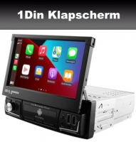 1din klapscherm radio navigatie 7inch android 12 wifi dab+ apple carplay