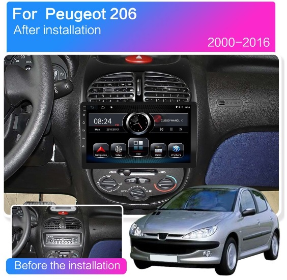 Trein Amerikaans voetbal binnenkort Peugeot 206 radio navigatie 9inch android 11 wifi dab+ carplay -  www.caraudioexpert.nl