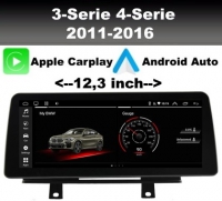 BMW 3serie F30 4serie F32 navigatie 12,3inch android 10 wifi dab+ carplay/androidauto