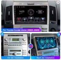 Toyota Corolla Verso 2004-2009 radio navigatie 9inch android 14 dab+ apple carplay