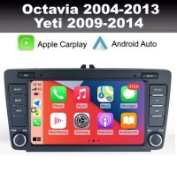 Radio navigatie geschikt voor Skoda Octavia Yeti 2004-2014 8inch android 14 dab+ apple carplay