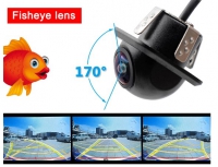 Universele achteruitrijcamera FISHEYE in kleur met night vision zeer compact