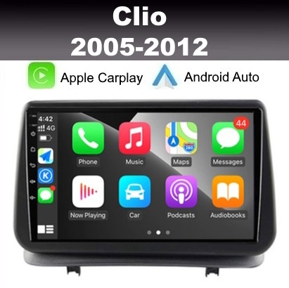 Renault Clio 3 navigatie 9 inch android 12 dab+ apple carplay androidauto -  www.